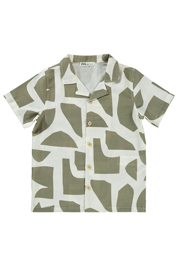 Self-Patterned Shirt for 10-13 Years Old - Brown