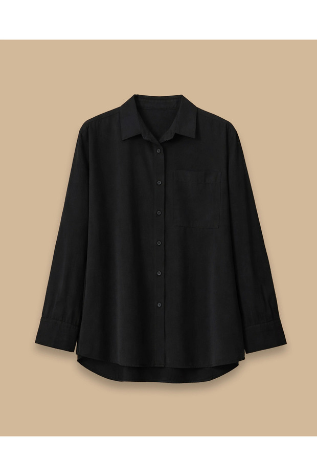 Oversize Basic Keten Gömlek - 5