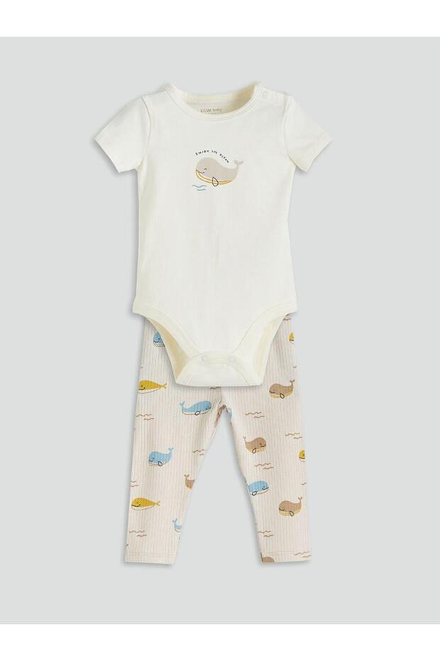 Organic Cotton Baby Boys Snapback Bodysuit and Leggings 2 Pack (S5)
