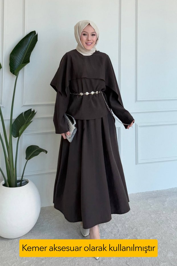 Cape Detailed Hijab Women's Skirted Tnsel Suit 1202 – Form Series