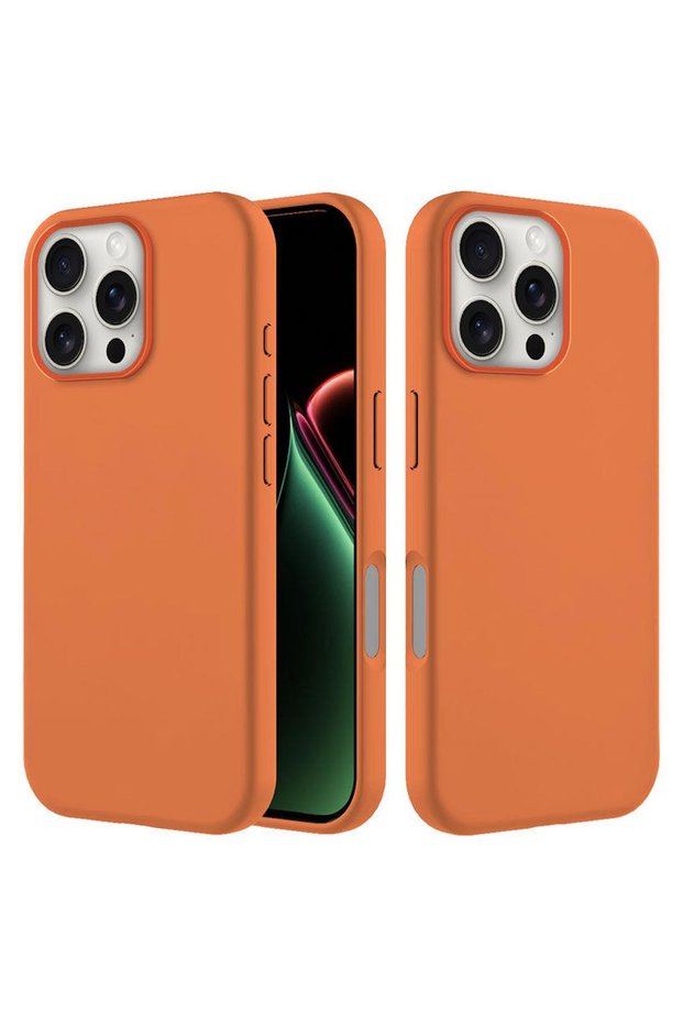 Apple iPhone 16 Pro Compatible Case with Velvet Interior and Erasable Launch Case in Orange