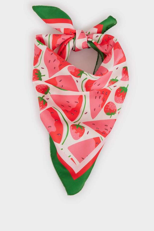 Patterned Satin Scarf for Girls G0351A8Ns