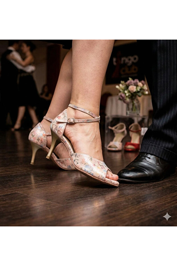 Floral Elegance 8.5 cm 13 Points Close Toe-Open Toe- Tango, Dance and Ballroom Shoes