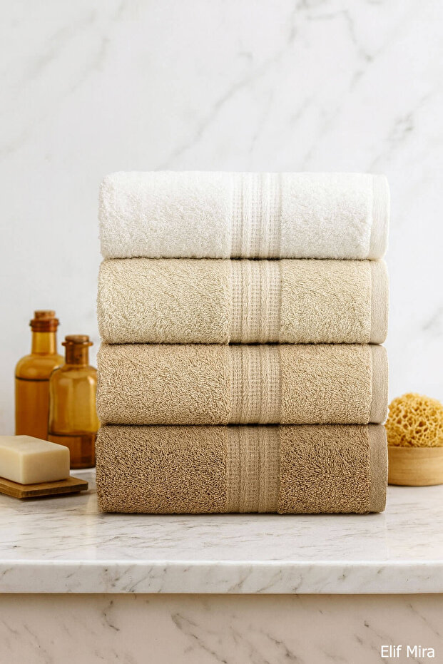 4-Piece Hand and Face Towel Set 50X85 cm Aura