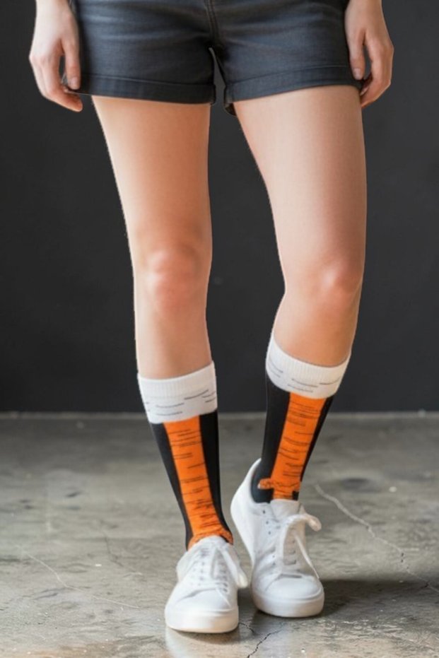 Chicken Leg Patterned Funny Design Cotton Pairs of Knee-Length Women's Socks