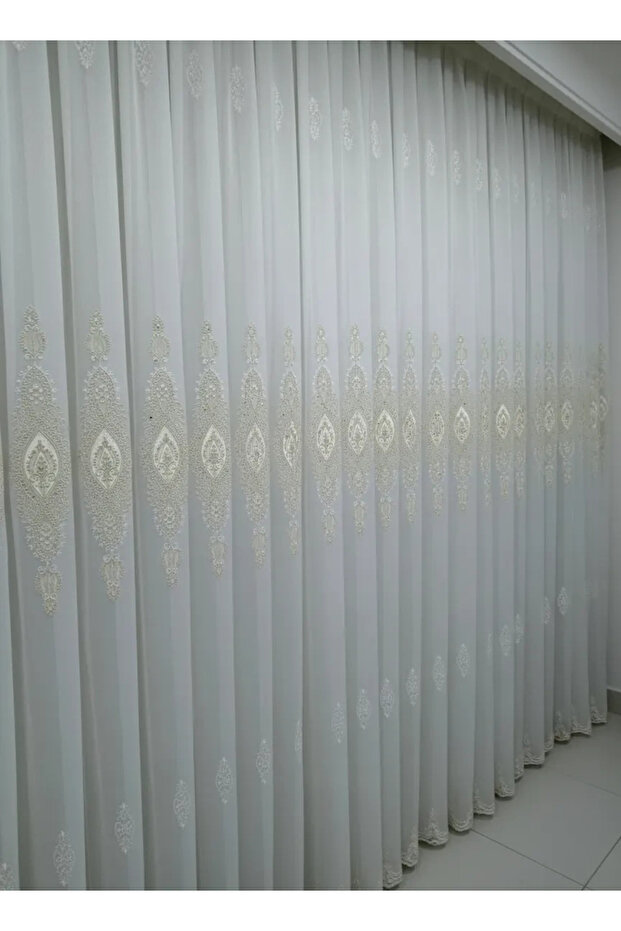 Eli̇sya 3812 Gold Işilti 1/2,5 Pleated Bamboo Tulle Curtain