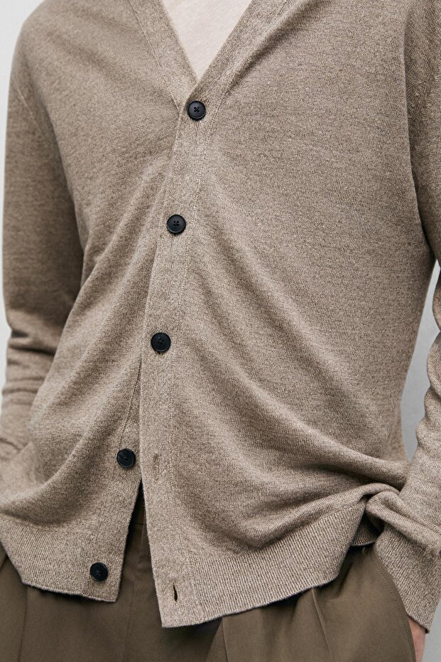 Linen button-down knit cardigan - 4