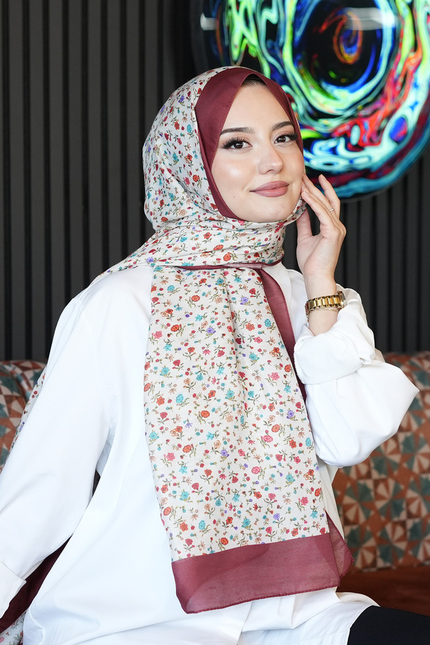 شال ناعم بنمط زهرة الرمان من ميني بار قطن - 4