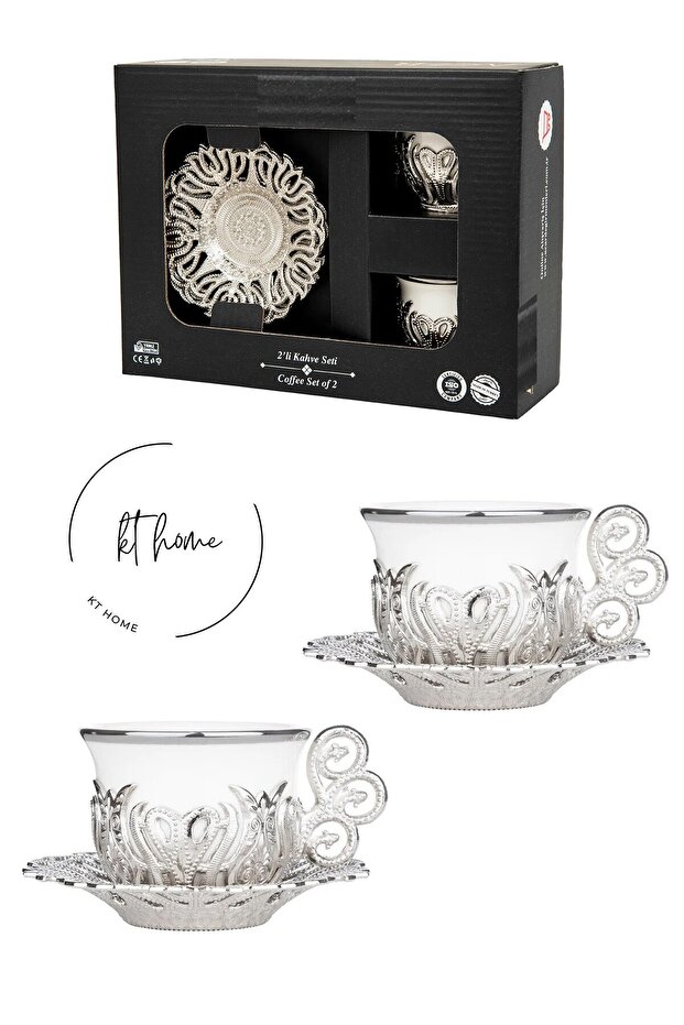Turkish Coffee Presentation Set 2-Piece Metal Coffee Cup Set Coffee Cup Groom Cup Porcelain