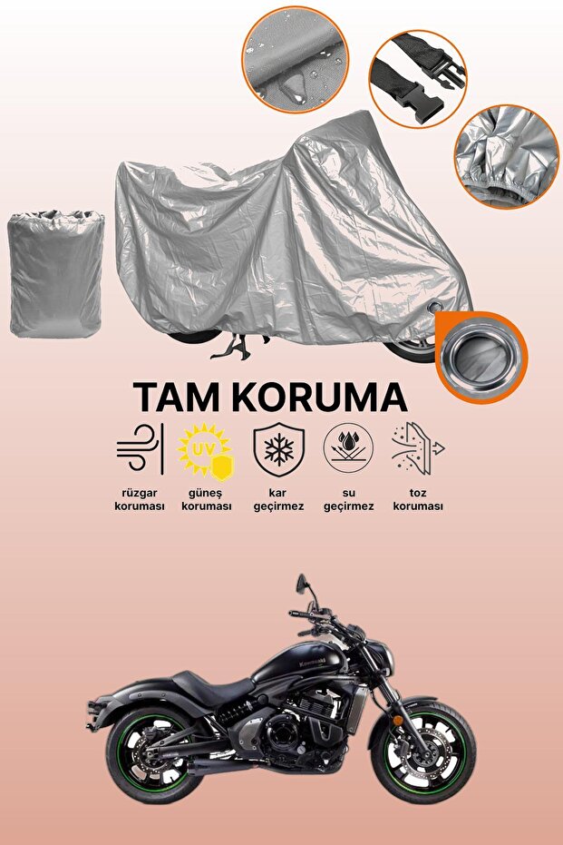 Gray Compatible with Lock Kawasaki Vulcan S Compatible Motorcycle Tarpaulin