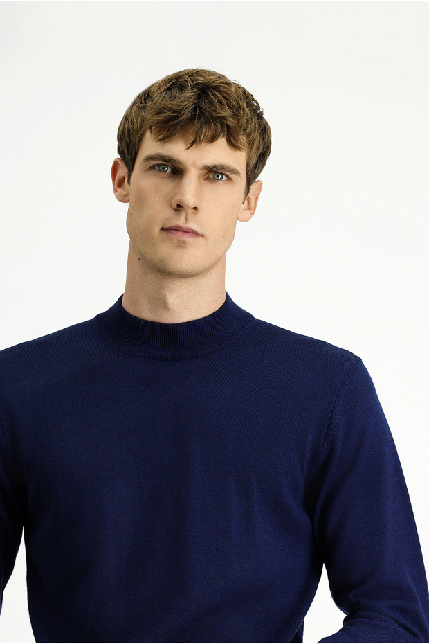 Half Turtleneck Regular Fit Wool Basic Knitted Sweater - 4