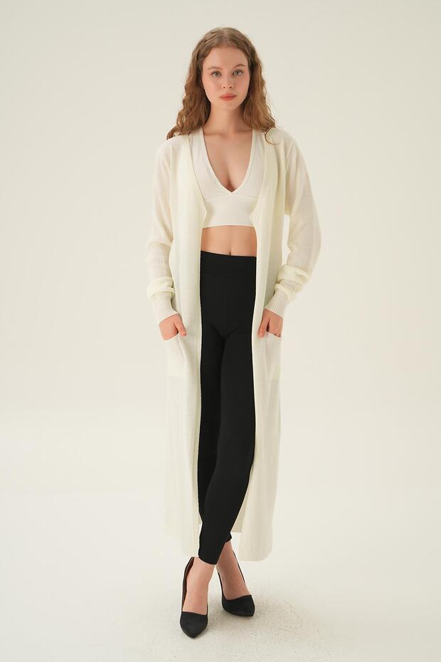 Cardigan lung alb 135 - 1