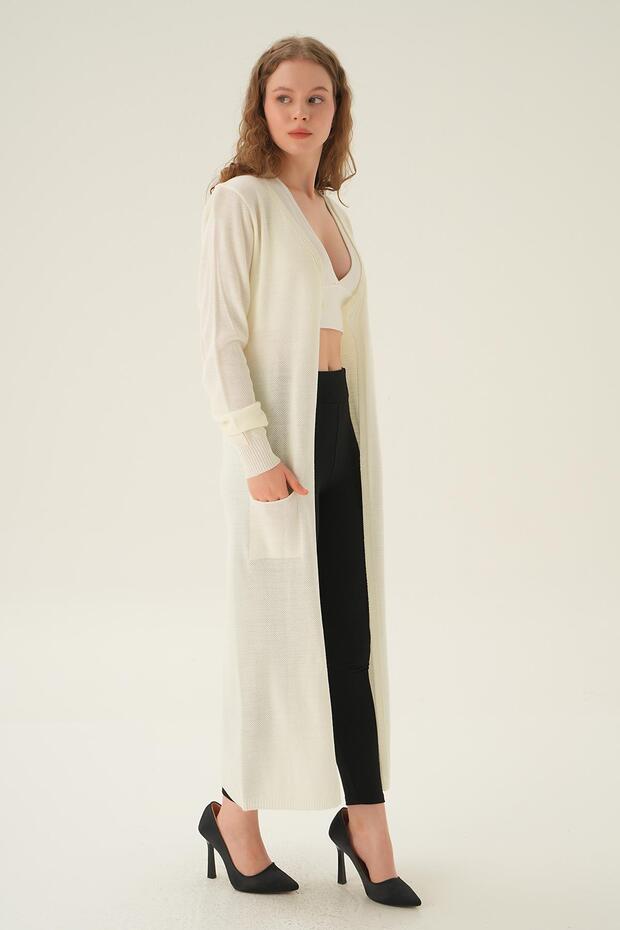 Cardigan lung alb 135 - 4