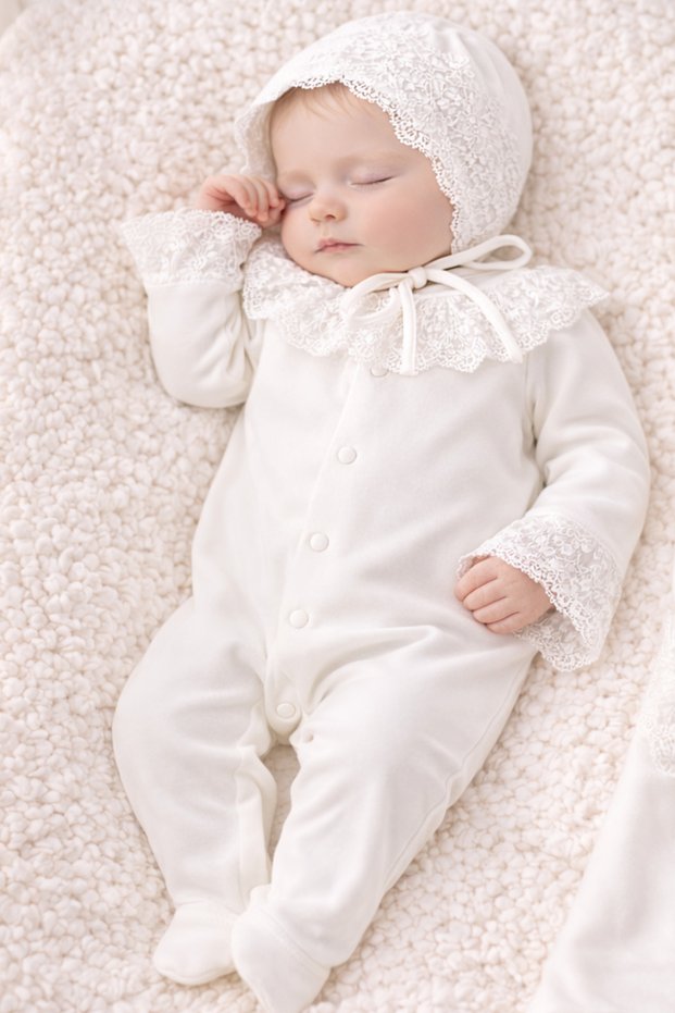 Liyana Pearl Lace 5-Piece Premium Newborn Girl Hospital Set 100% Natural Cotton Luxury Baby Gift Box