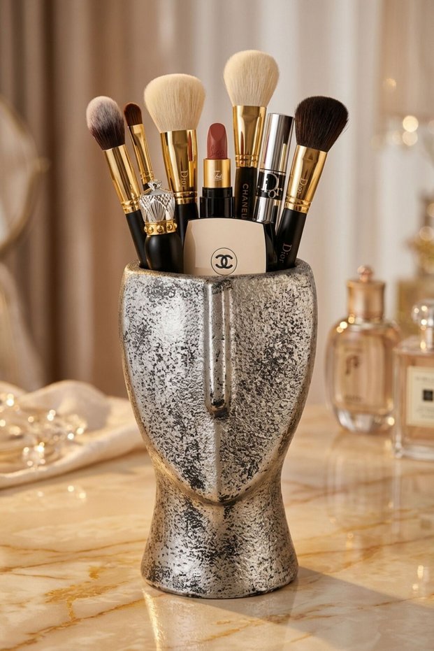 Makeup Organizer, Makeup Brush Holder, Makeup Organizer Set, Antique Silver Color, Model 23