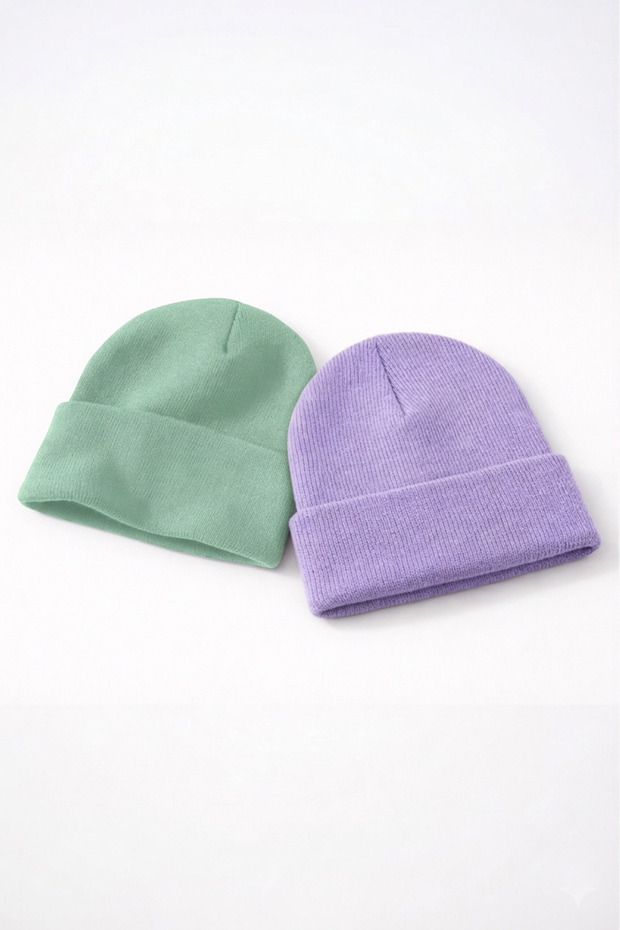2-Piece Unisex Woven Beanie for Winter, Soft Textured, Flexible Woven Fabric, Warm Men's and Women's Beanie