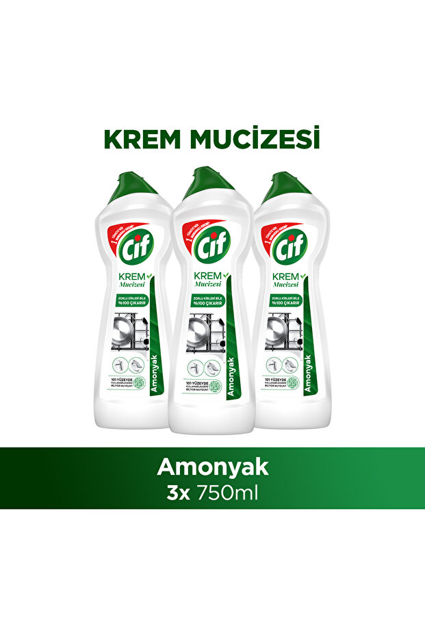 Krem Yüzey Temizleyici Amonyaklı Klor Boya Fosfat Paraben Içermez 750 ml 3 Adet