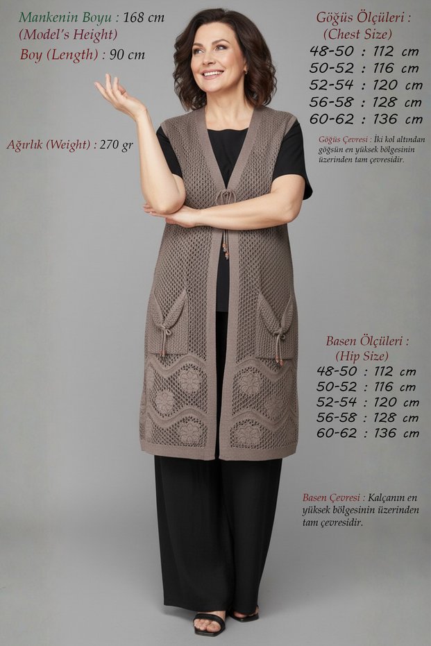 Large Size Knitwear Women's Oversized Summer Cotton Pack Anti-Sweat Lace-Like Knit Long Tunic Mother Dark Mink Vest