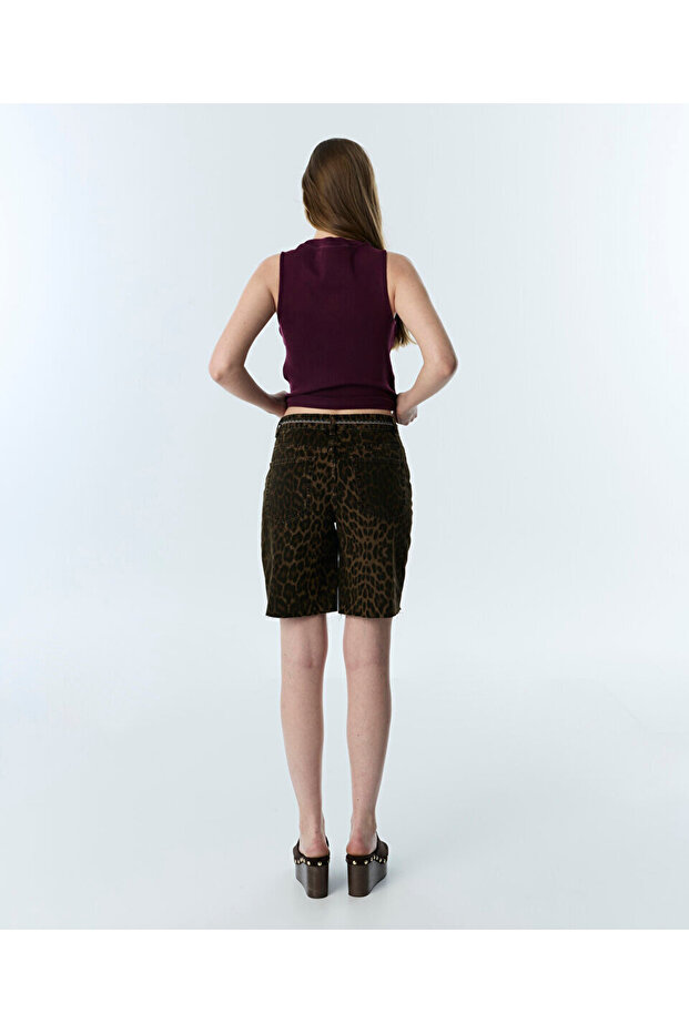 LEOPAR DESEN BERMUDA ŞORT - 6