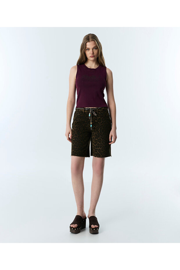 LEOPAR DESEN BERMUDA ŞORT - 2