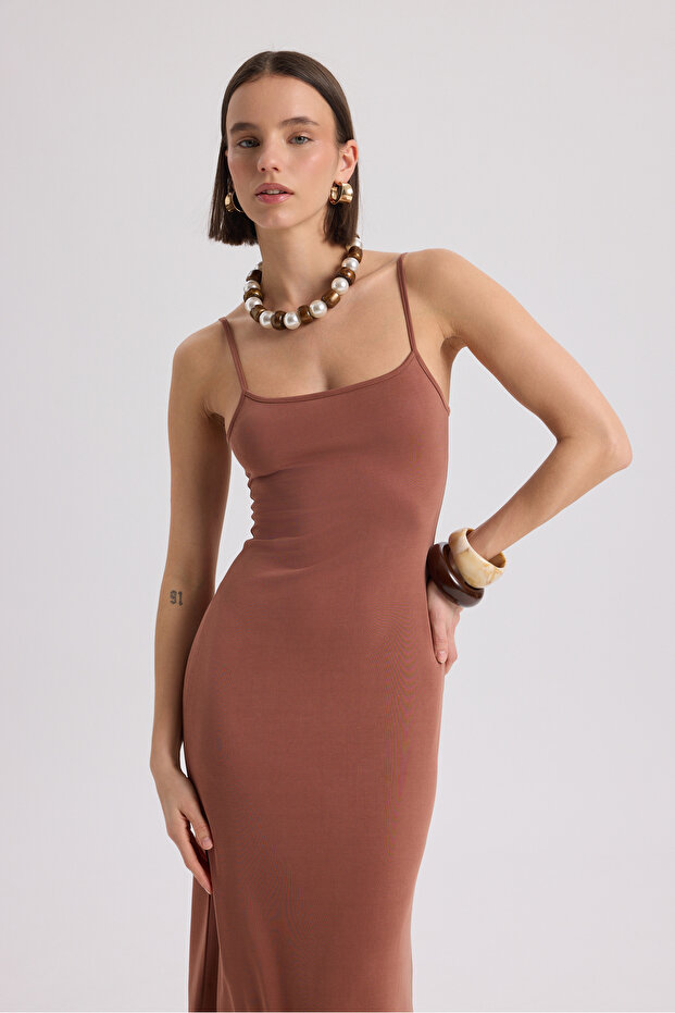 Ferry Kahve Basic Elbise - 7