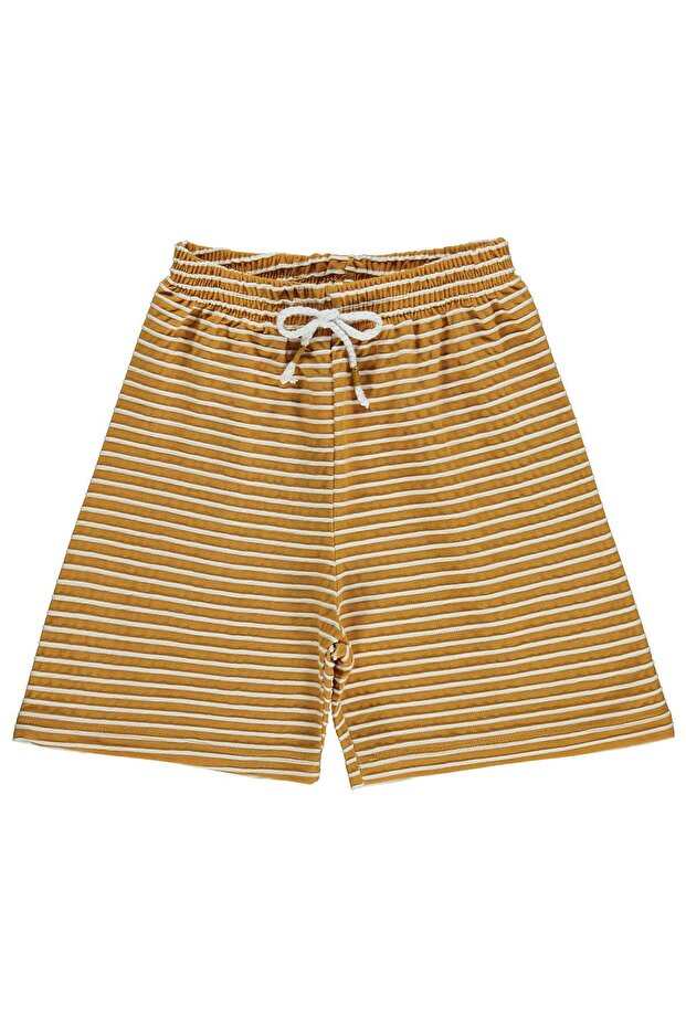 Embossed Striped Shorts for 6-9 Years Old - Mustard