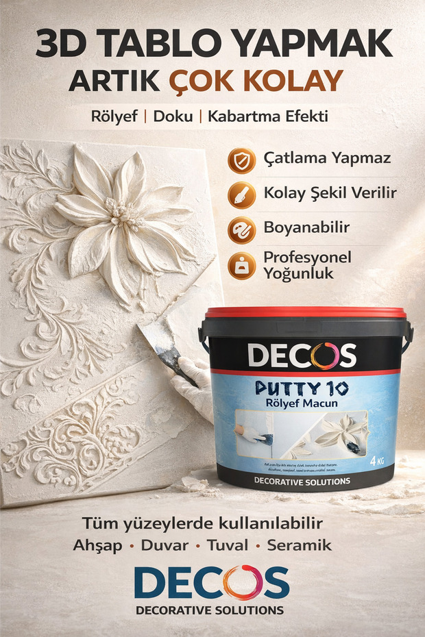 Putty 10 - Rölyef Macun Pasta 4 Kg - 4