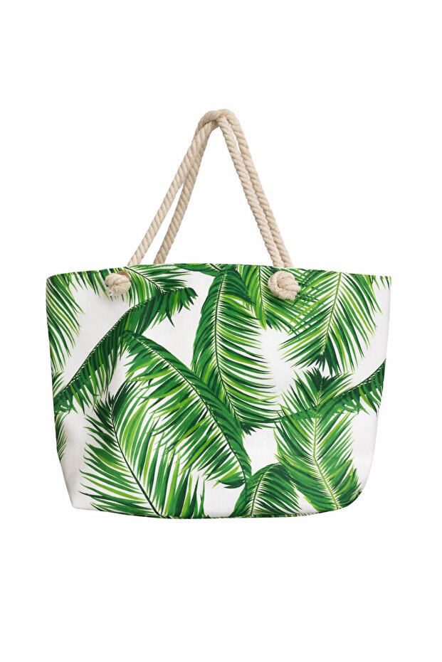Women's Leafy - Zippered - 50*35 Cm - Beach Bag