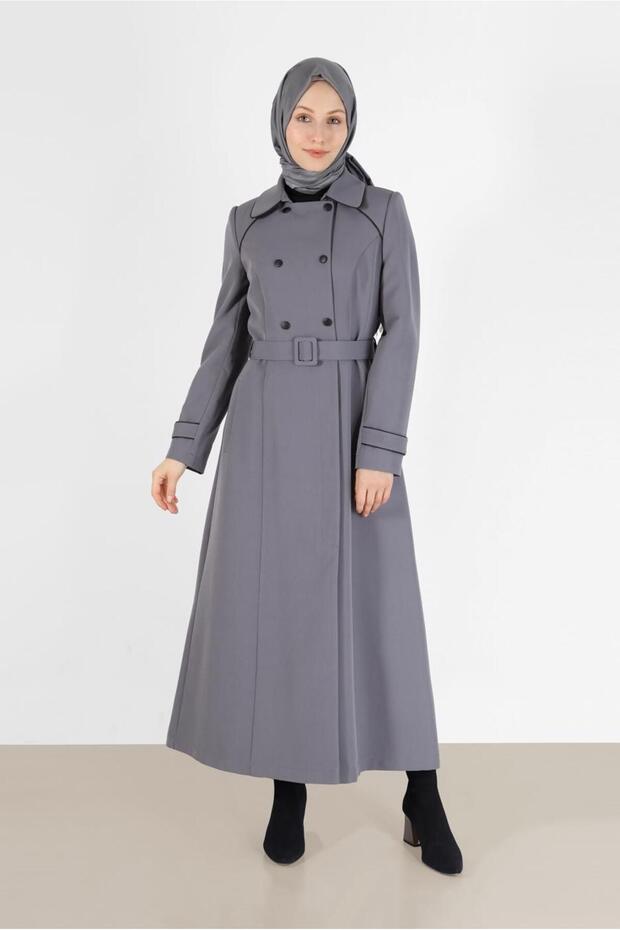 Belted Button Detail Coat 10459