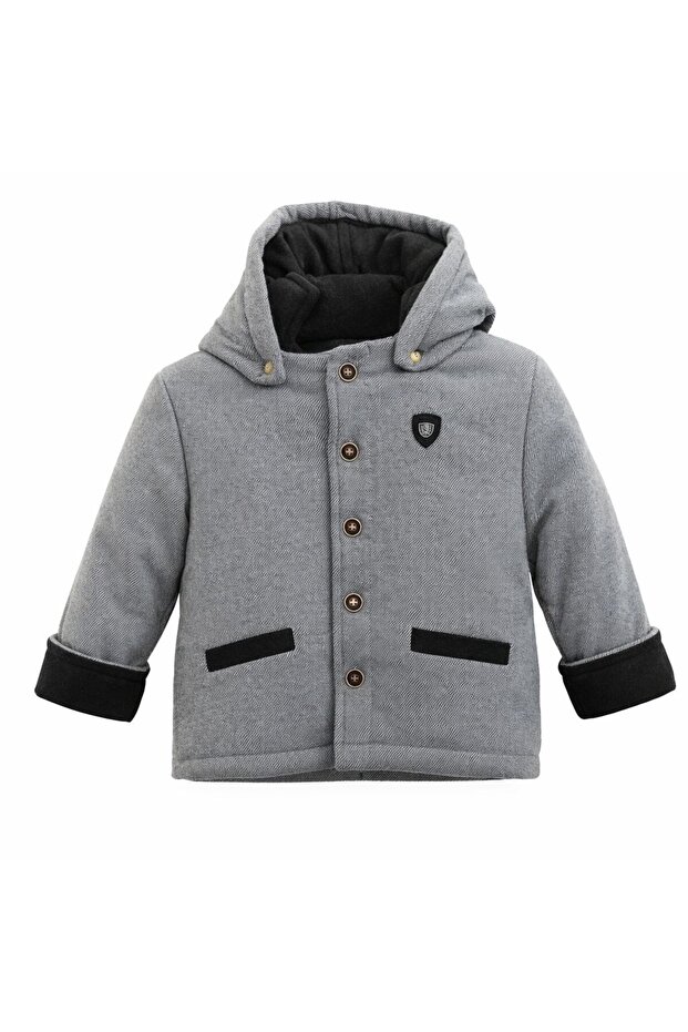Baby Boy Buttoned Hooded Coat 1-5 Years Old Gray