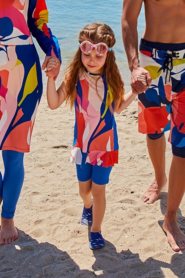 Tights Sleeveless Cobalt Blue Girl's Swimsuit K2320