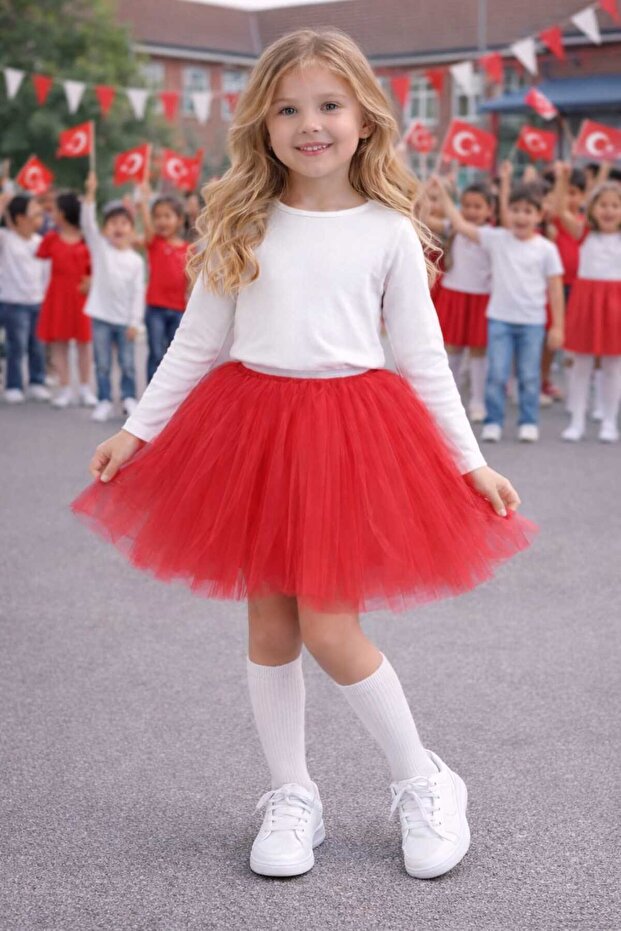 Girl's Lined Tulle Tutu Skirt with Elastic Waist