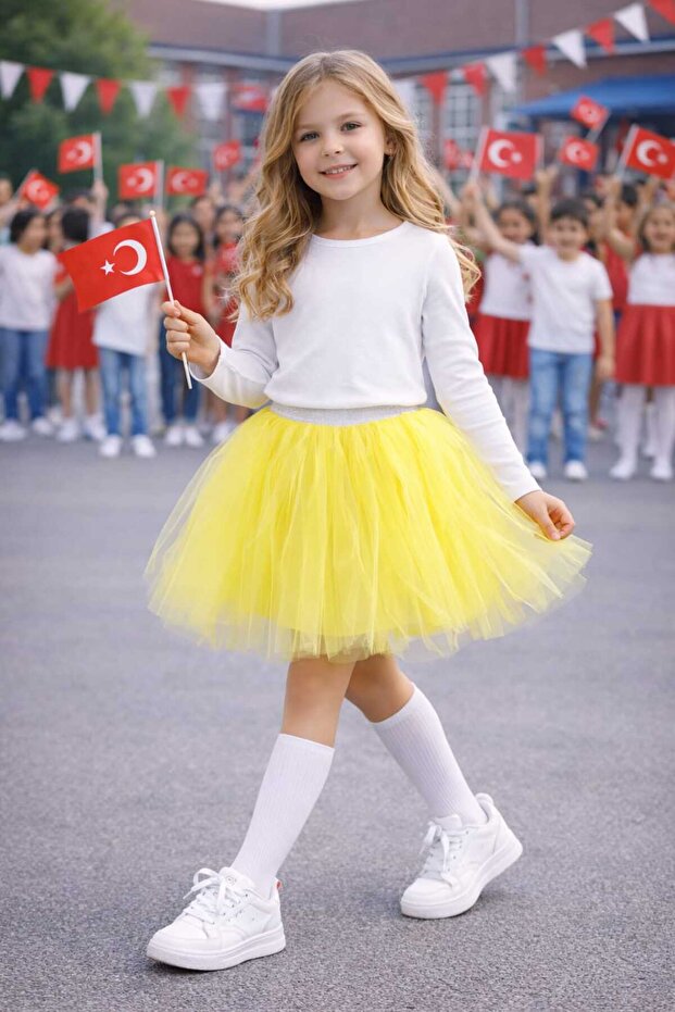 Girl's Lined Tulle Tutu Skirt with Elastic Waist
