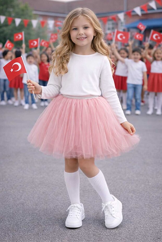 Girl's Lined Tulle Tutu Skirt with Elastic Waist