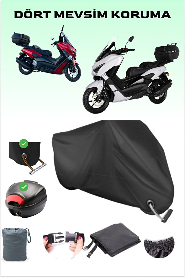 Black Lock and Rear Bag Compatible 4Seasons Kuba Chia 125 Motor Canvas Cover