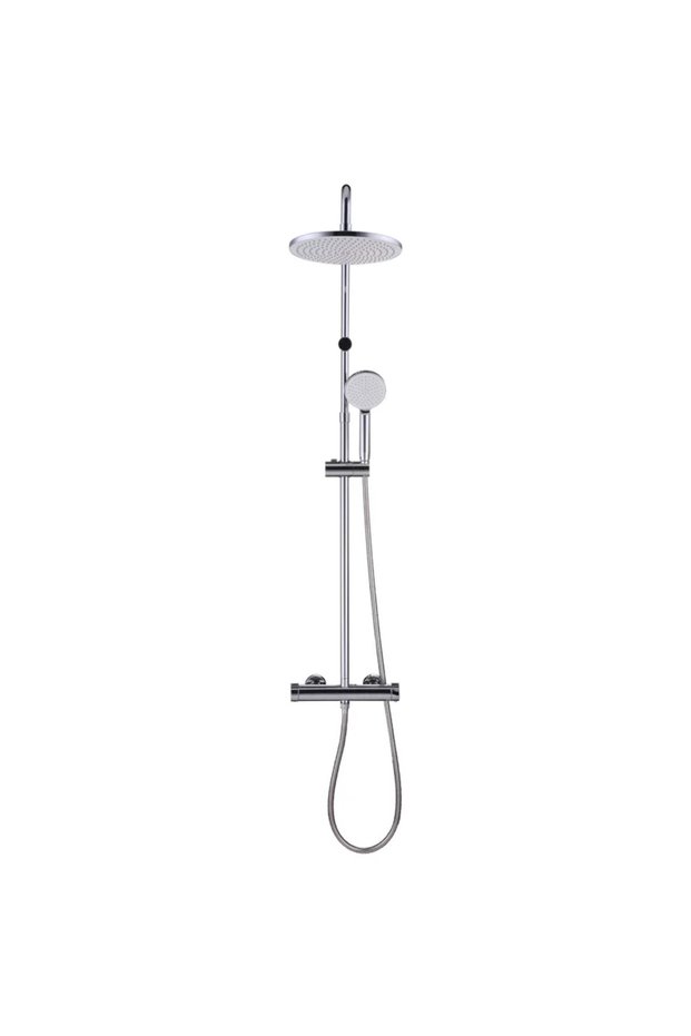 Essential fixed shower system with thermostatic mixer, 1 function, chrome