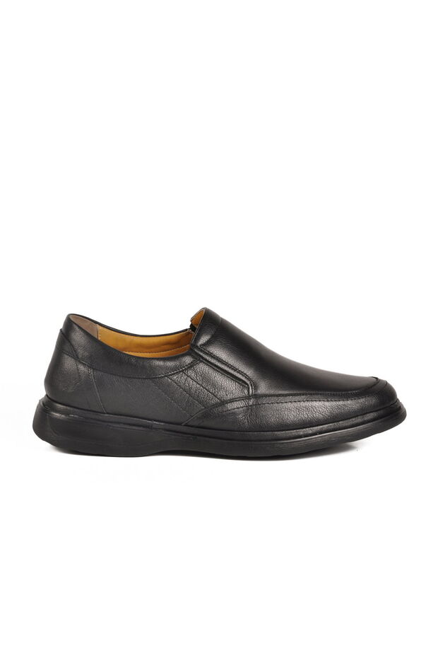 Black Genuine Leather Large Size Men's Casual Shoes