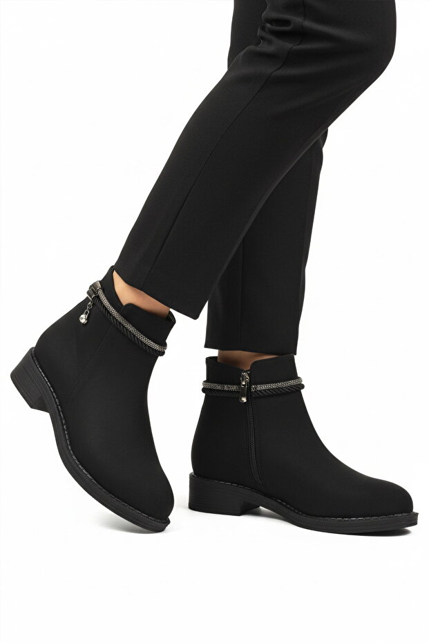 Black Emerald Zippered Women's Heeled Boots
