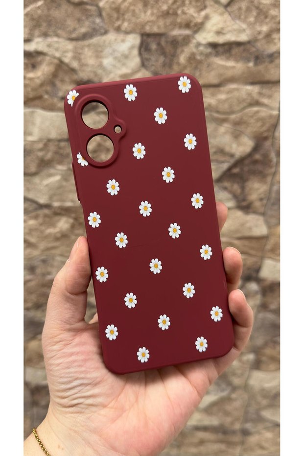 Omix X5 Compatible White Daisy Patterned Silicone Shock-Absorbing Classic Protected Rubber Case