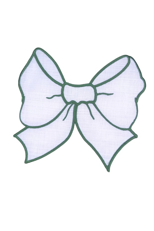 Set of 2 White Bowknot Embroidered Presentation Napkins - Special Design Coffee and Cocktail Decorative Napkins