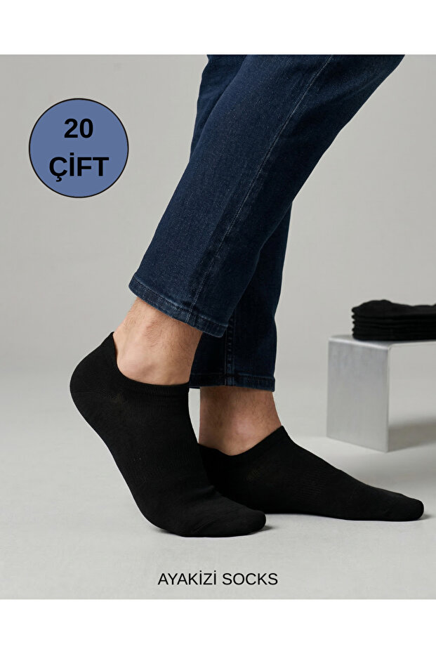 20 Pairs of Black Men's Bootie Socks