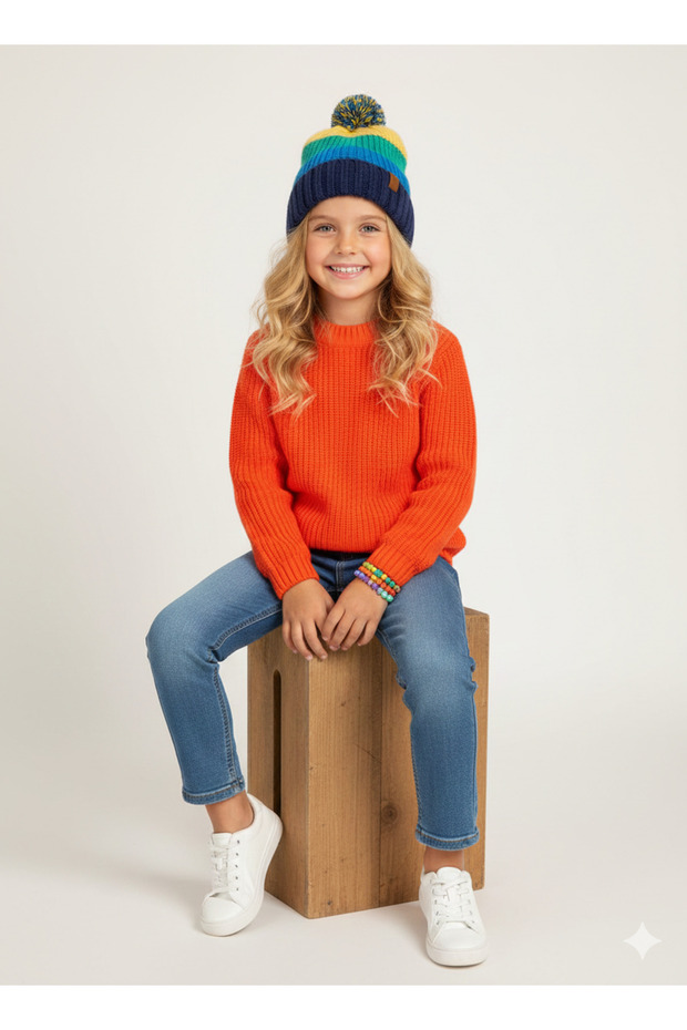 Girl's Crew Neck Thessaloniki Knit Sweater (Ages 2-13)
