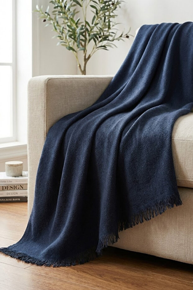 100% Cotton Buldan Handmade B Herringbone Patterned King Size P Tasseled K Sofa Cover 180X300 cm