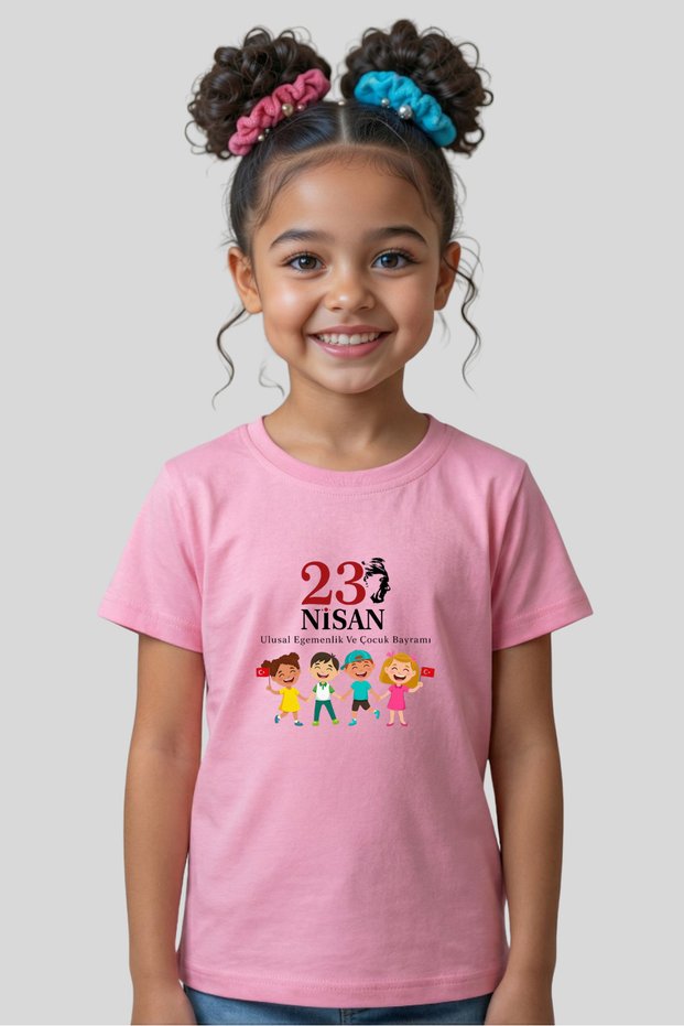 Children's Unisex Girls/Boys "23 April Printed Crew Neck Short Sleeve 100% Cotton T-Shirt