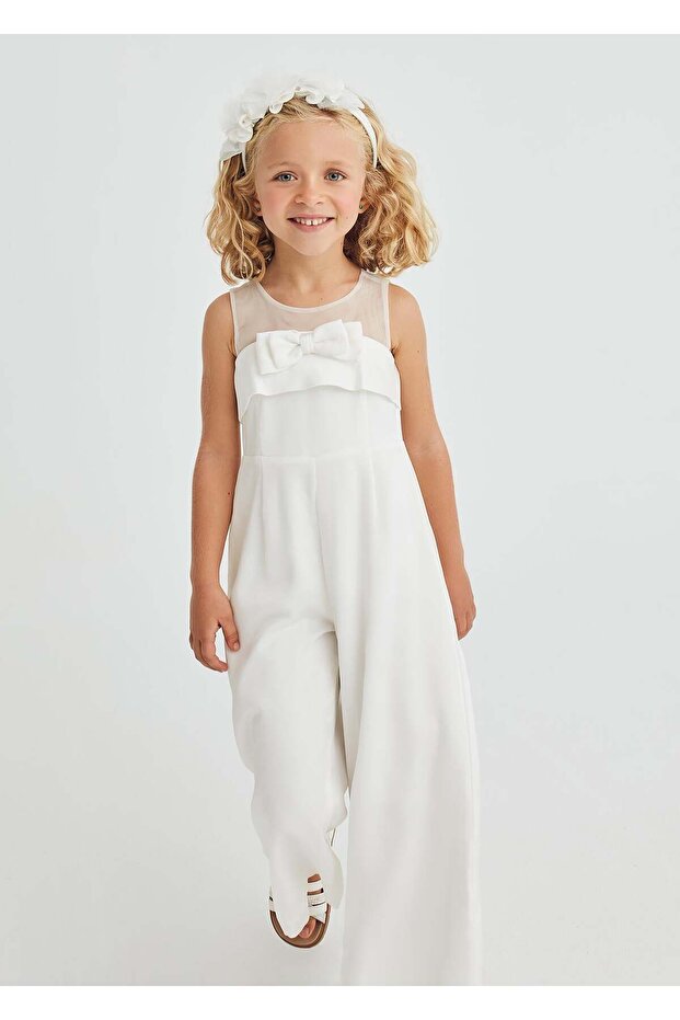 Mayoral Abel Lula Girls' Brighton Evening Dress Jumpsuit White