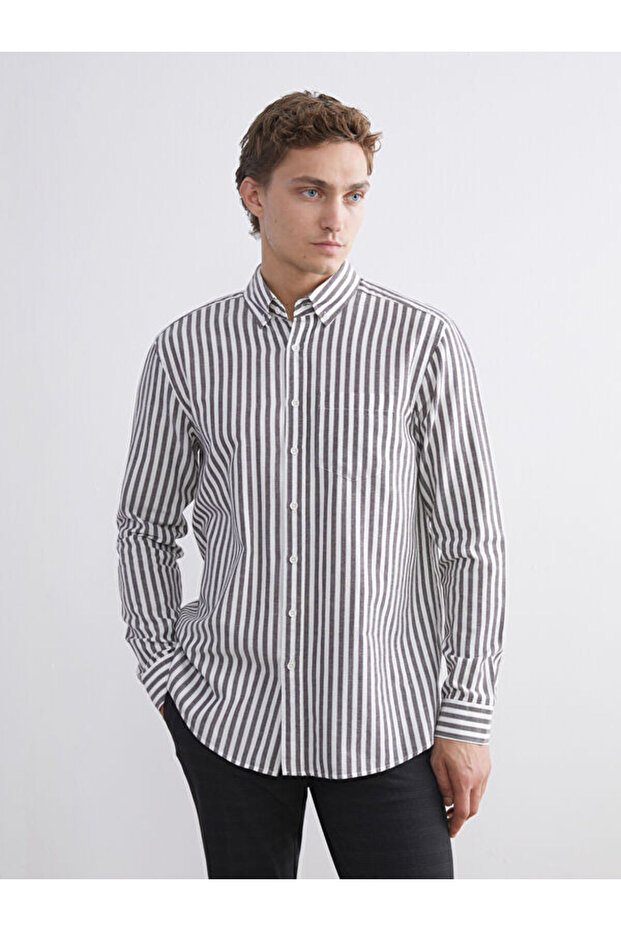 Esvab • Modern & Distinctive Standard Fit Long Sleeve Striped Men's Shirt