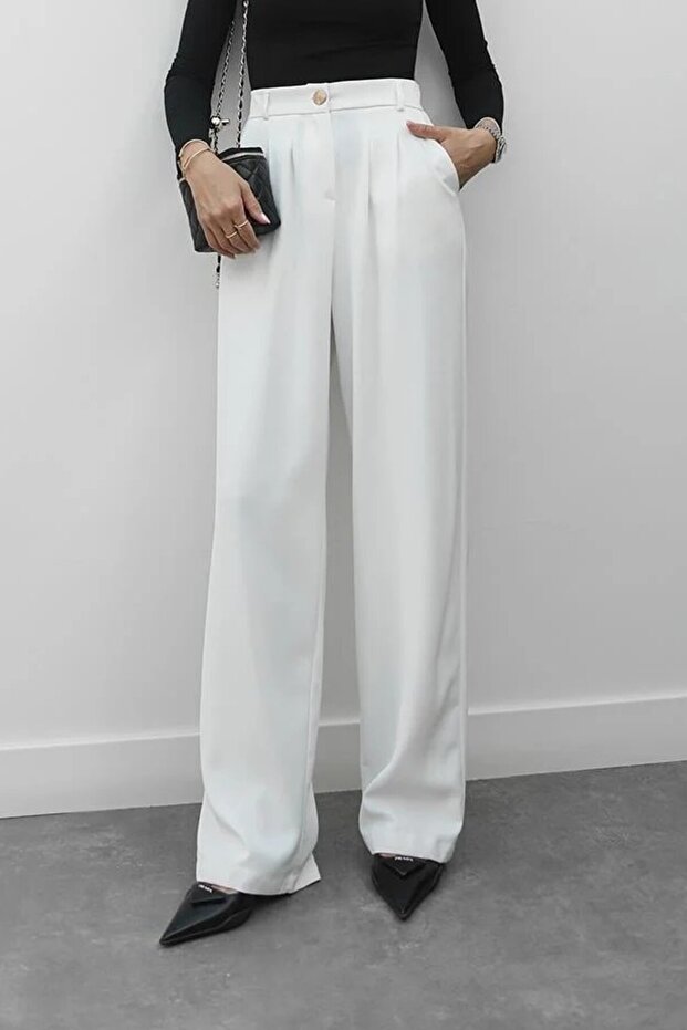 Pleated Elastic Waist Palazzo Pants Palazzo Pants 8