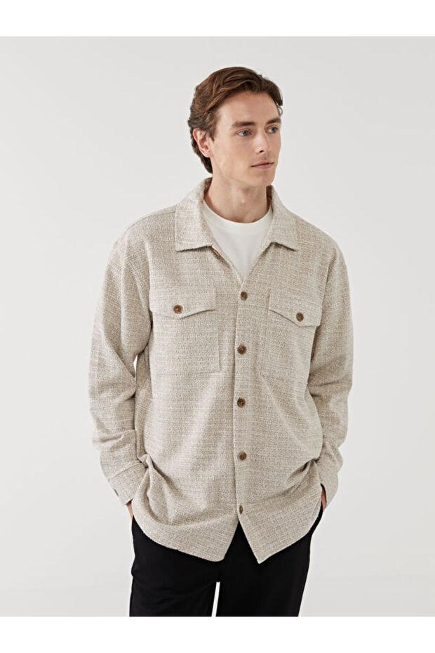 Regular Fit Long Sleeve Men's Shirt Jacket