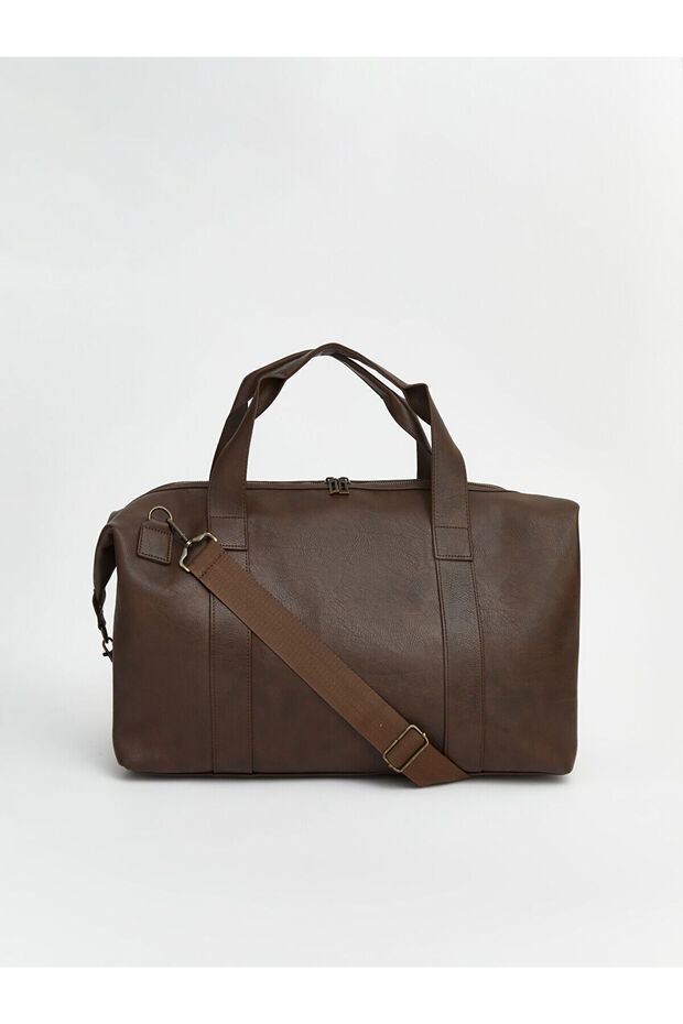 Gulis clothing large size brown leather Leather-Look cake travel bag