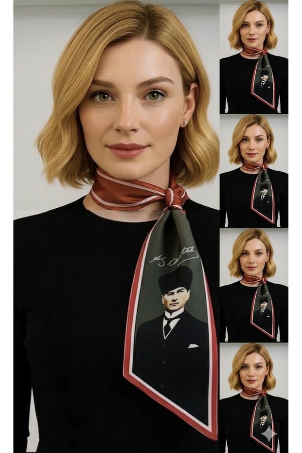 5-Pack of Turkish Flag Ties/Scarves with Atatürk's Portrait and Signature